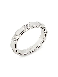 Serpenti Viper 18K White Gold & Pavè Diamond Ring