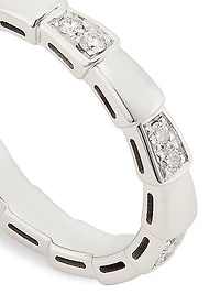 Serpenti Viper 18K White Gold & Pavè Diamond Ring