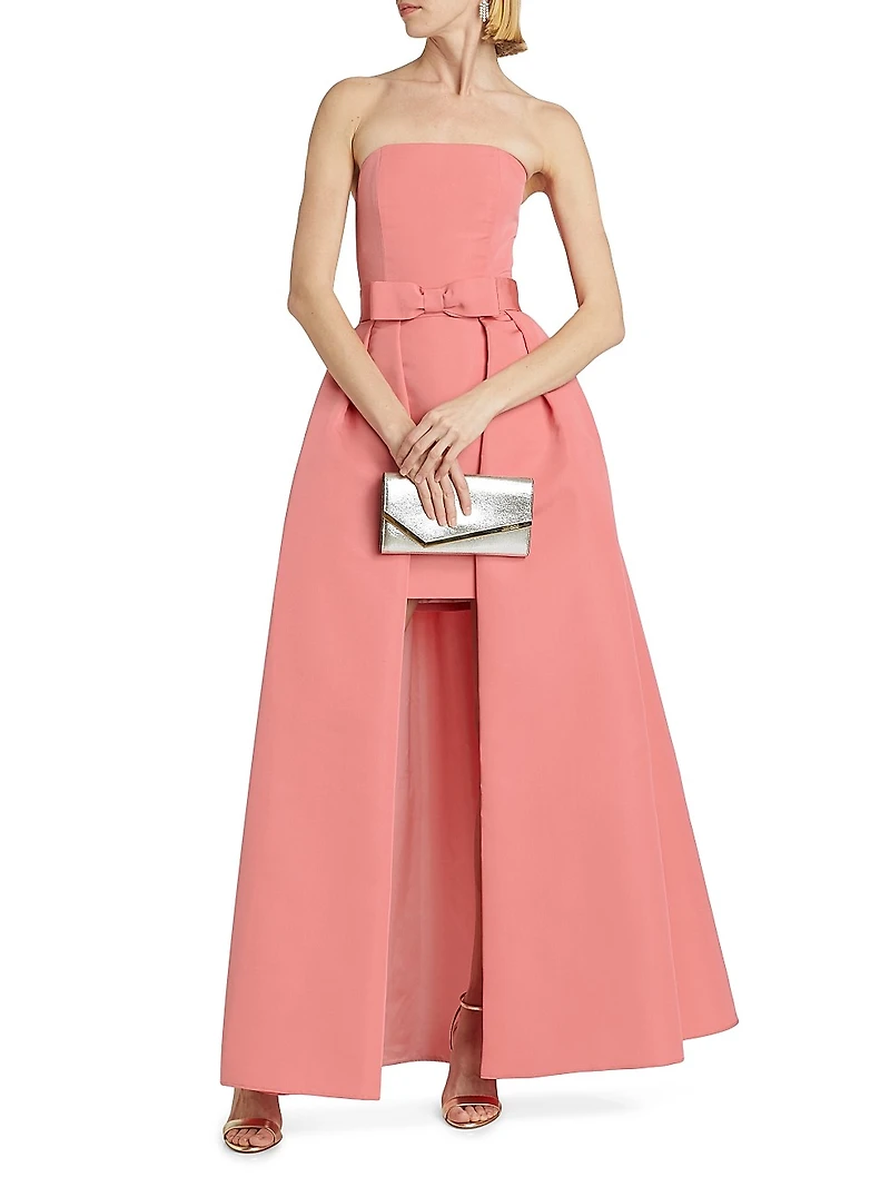 Silk Faille Strapless Minidress with Convertible Skirt