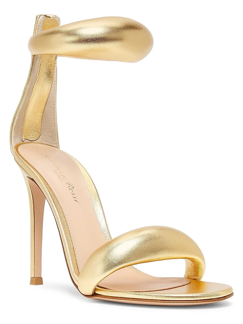 Bijoux Ankle-Strap Metallic Leather Stiletto Sandals