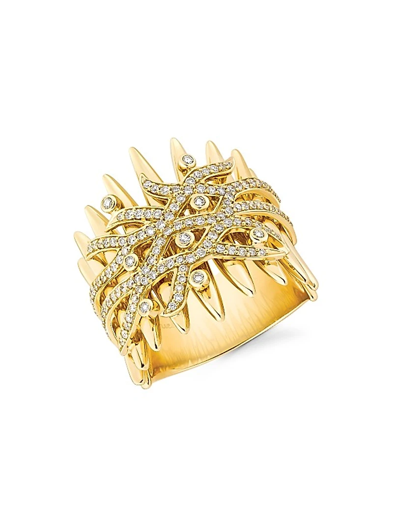 Tribal 18K Yellow Gold & Diamond Ring