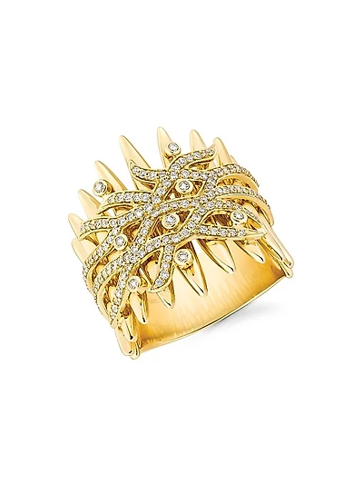 Tribal 18K Yellow Gold & Diamond Ring
