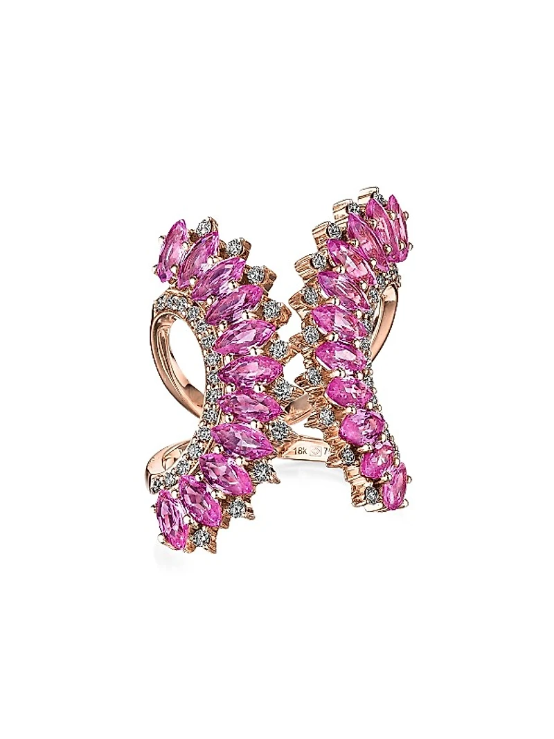 Mirage 18K Rose Gold, Pink Sapphire & Diamond Ring