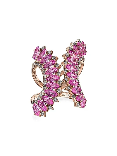 Mirage 18K Rose Gold, Pink Sapphire & Diamond Ring