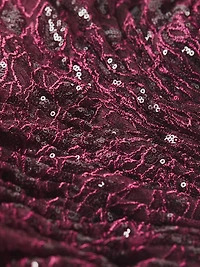 Illusion Damask Embroidered Sequin Column Gown