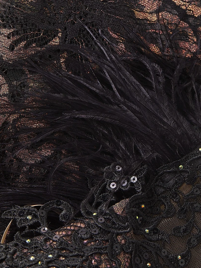 Velvet Floral Applique Mermaid Gown