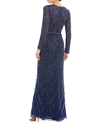 Sequin Long-Sleeve Gown
