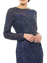 Sequin Long-Sleeve Gown