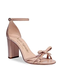 Flamenco Bow Patent Leather Ankle-Strap Sandals