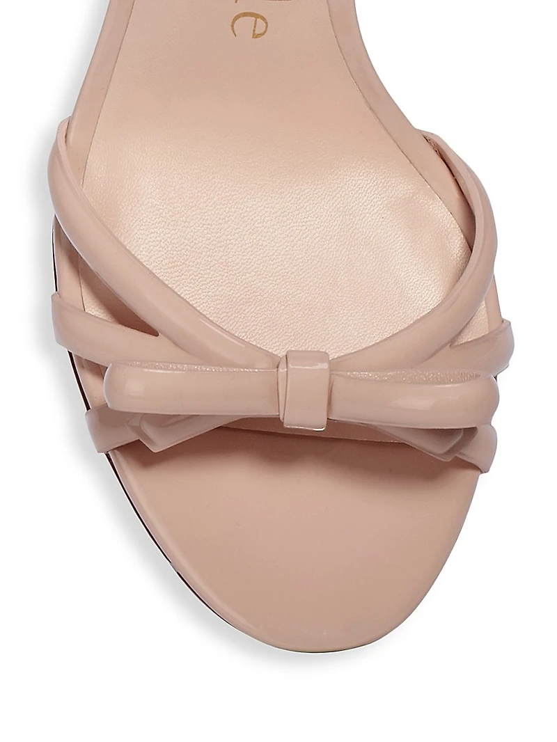 Flamenco Bow Patent Leather Ankle-Strap Sandals