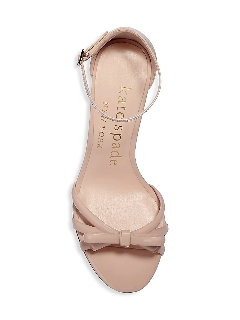 Flamenco Bow Patent Leather Ankle-Strap Sandals