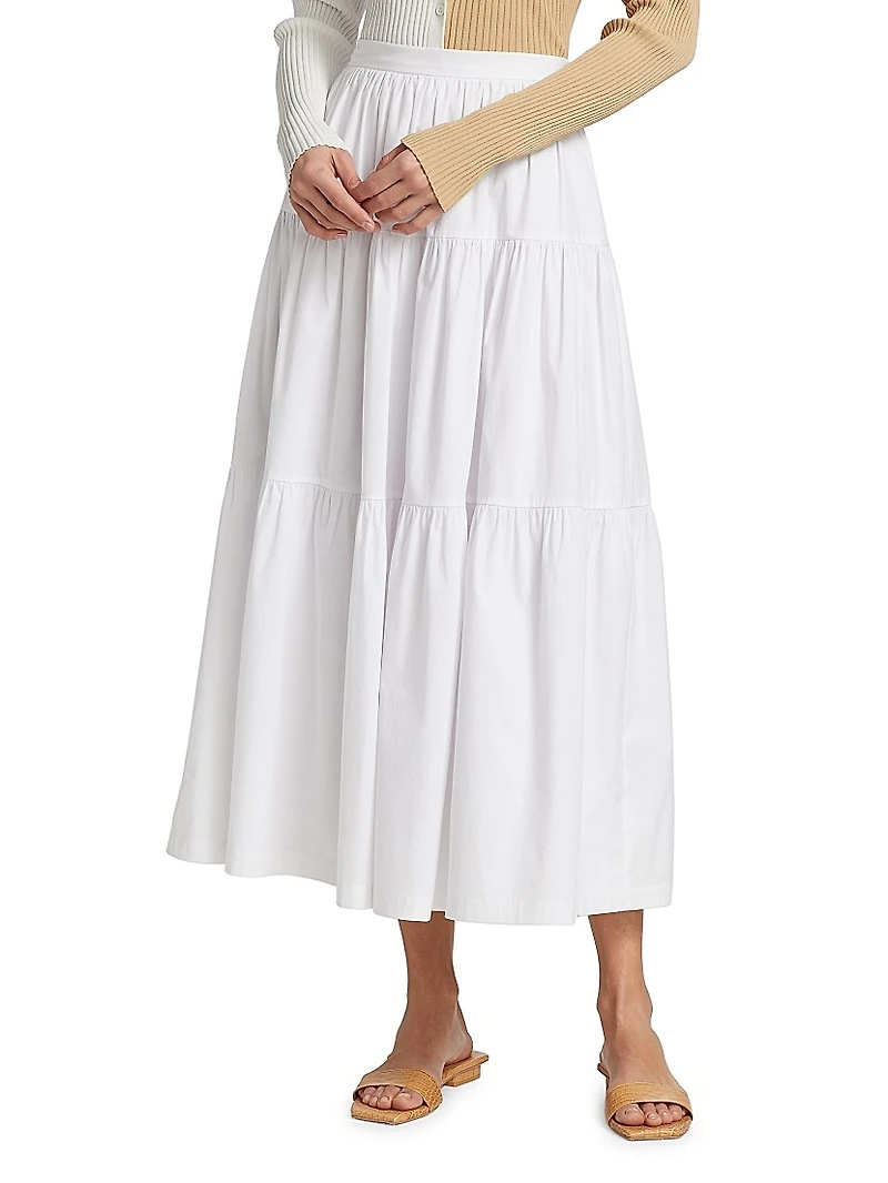 Sea Tiered Midi-Skirt