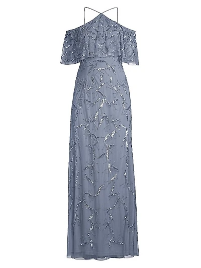 Beaded Off-The-Shoulder Gown