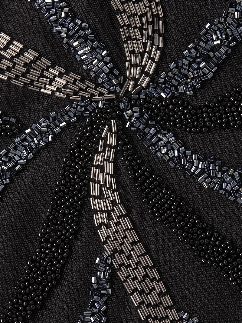 One-Shoulder Beaded Slit Gown