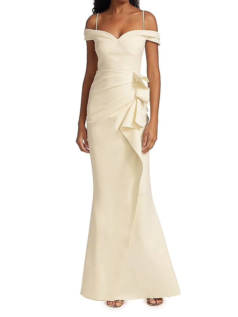 Radoslava Off-The-Shoulder Wrap Gown