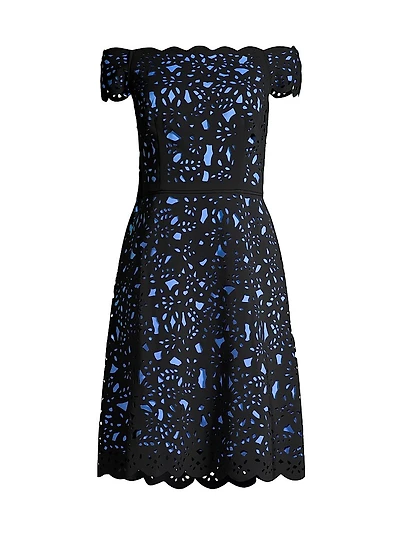 Off-The-Shoulder Laser Cut Dress