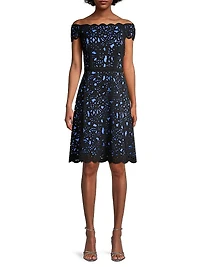 Off-The-Shoulder Laser Cut Dress