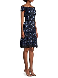 Off-The-Shoulder Laser Cut Dress