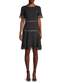Lace-Trimmed Crepe Dress