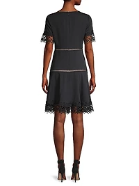 Lace-Trimmed Crepe Dress