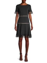 Lace-Trimmed Crepe Dress