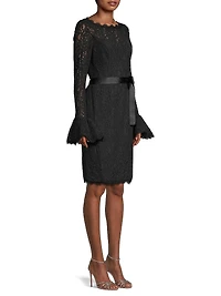 Lace Bell-Sleeve Sheath Dress