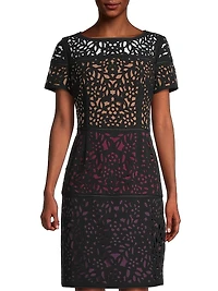 Ombre Laser-Cut Lace Dress