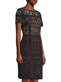 Ombre Laser-Cut Lace Dress