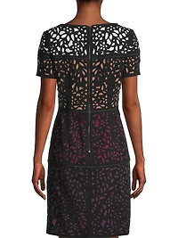 Ombre Laser-Cut Lace Dress
