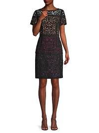 Ombre Laser-Cut Lace Dress