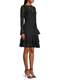 Tiered Flounce Lace Dress