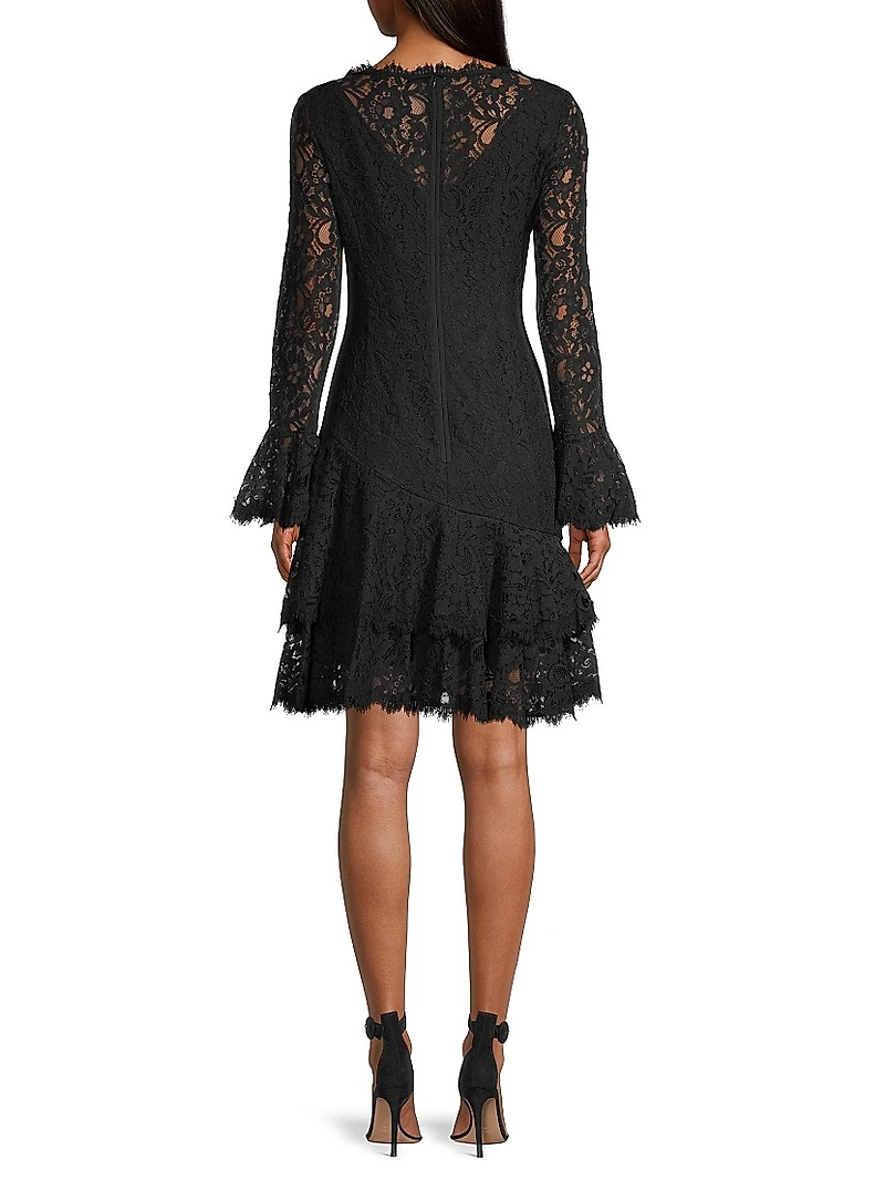 Tiered Flounce Lace Dress