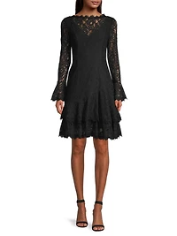 Tiered Flounce Lace Dress