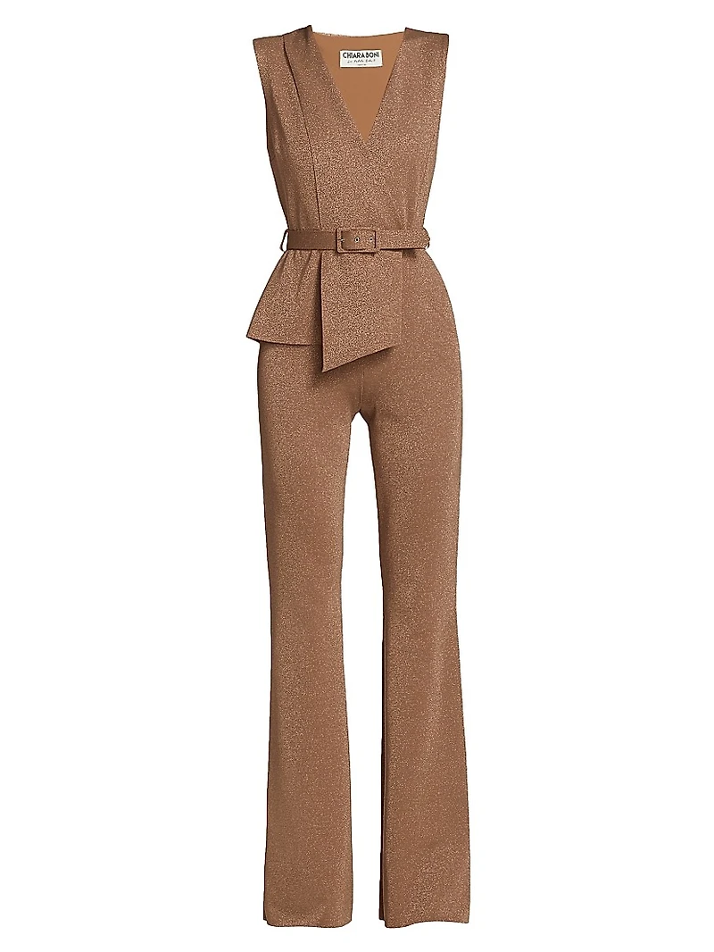 Kerolyn Belted Lurex Jumpsuit