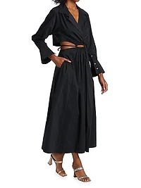 Alex Pleated Poplin Cut-Out Maxi Shirtdress