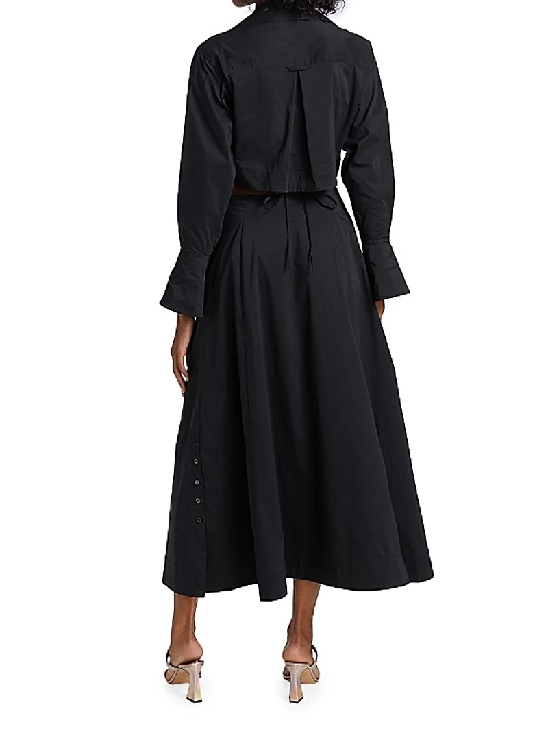 Alex Pleated Poplin Cut-Out Maxi Shirtdress