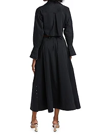 Alex Pleated Poplin Cut-Out Maxi Shirtdress