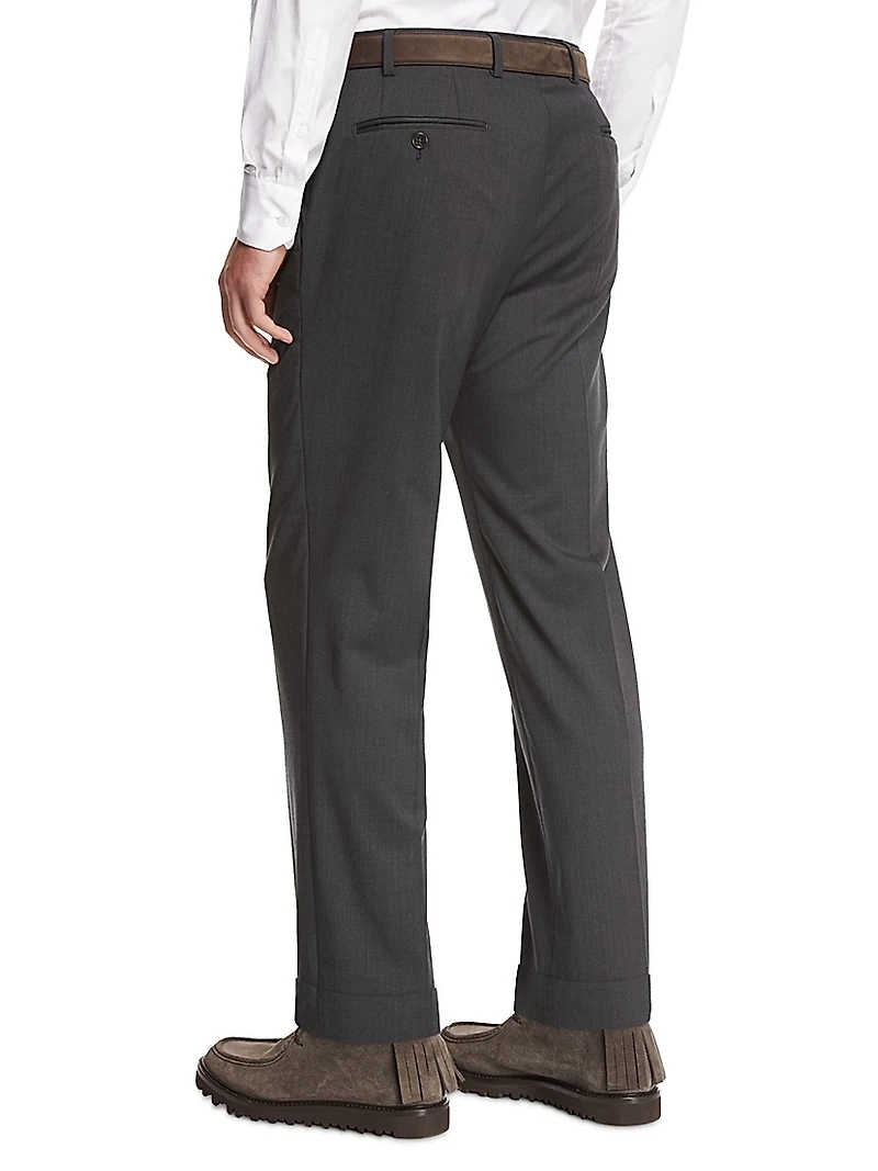 Crease-Front Wool Trousers