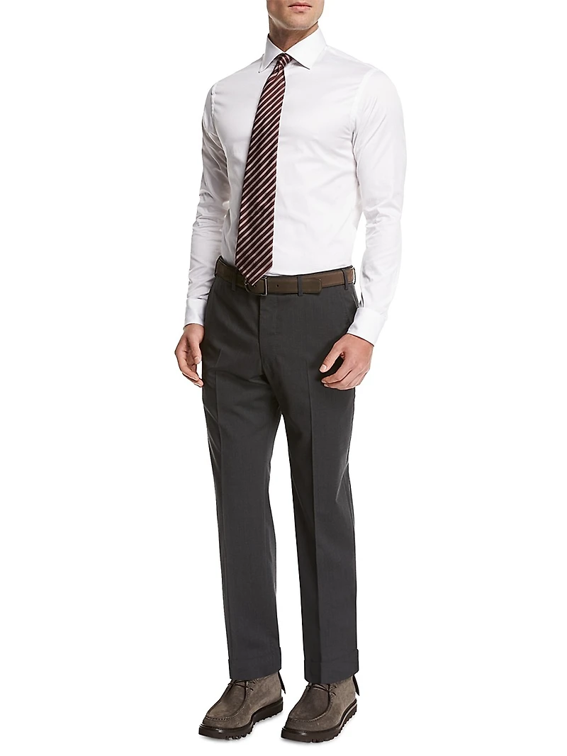 Crease-Front Wool Trousers