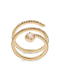 Grass 18K Yellow Gold & Light Brown Diamond Seed Spiral Ring