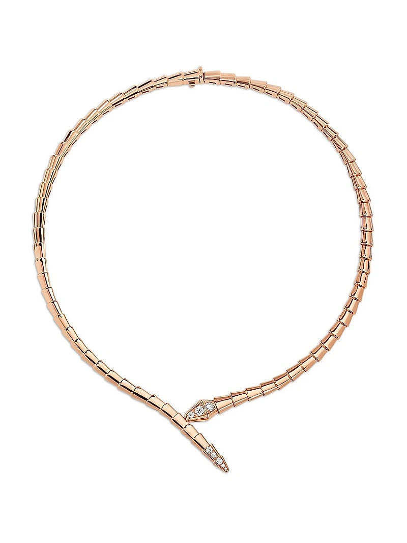 Serpenti Viper 18K Rose Gold & Diamond Necklace