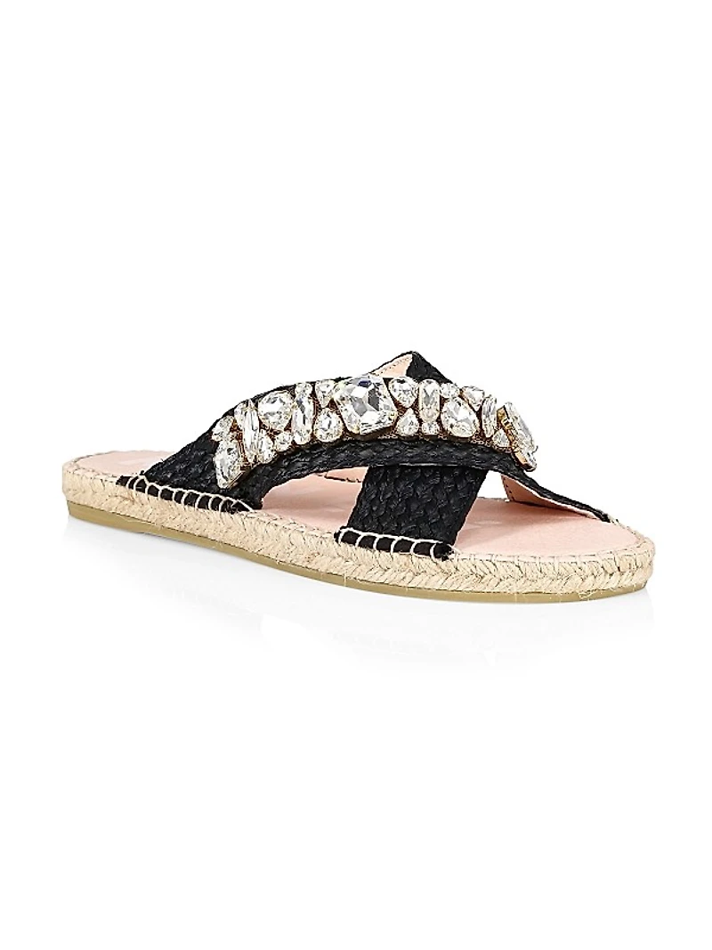 Crystal Raffia Espadrille Sandals