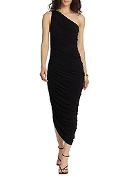 Diana Ruched One-Shoulder Gown