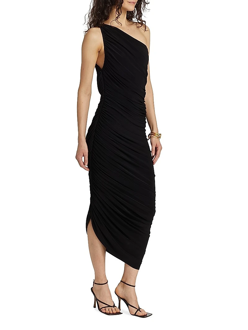 Diana Ruched One-Shoulder Gown