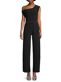 Asymmetric Drop-Shoulder Wide-Leg Jumpsuit