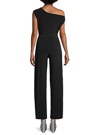 Asymmetric Drop-Shoulder Wide-Leg Jumpsuit