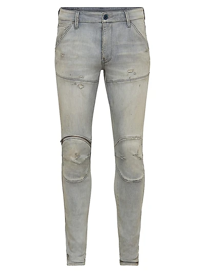 D-5620 3D Zip Skinny Faded Jeans
