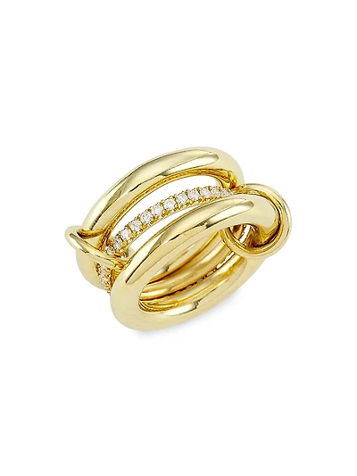 Libra 18K Yellow Gold & Diamond 3-Link Ring