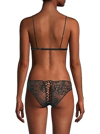 Lace-Trim Metallic Silk Bra