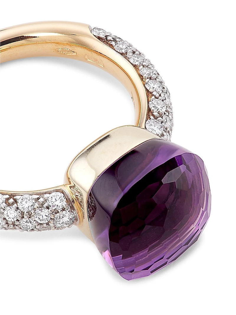 Nudo 18K Rose Gold, Diamond & Amethyst Classic Square Ring
